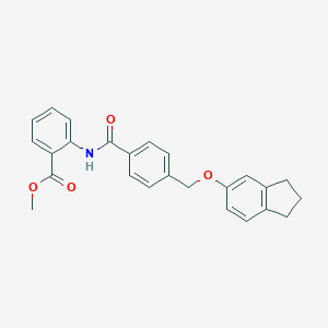 molecular formula C25H23NO4 B453279 methyl 2-({4-[(2,3-dihydro-1H-inden-5-yloxy)methyl]benzoyl}amino)benzoate 