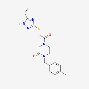 1-(3,4-dimethylbenzyl)-4-{[(3-ethyl-1H-1,2,4-triazol-5-yl)thio]acetyl}piperazin-2-one