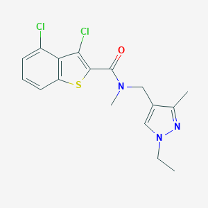 molecular formula C17H17Cl2N3OS B453284 3,4-dichloro-N-[(1-ethyl-3-methyl-1H-pyrazol-4-yl)methyl]-N-methyl-1-benzothiophene-2-carboxamide 