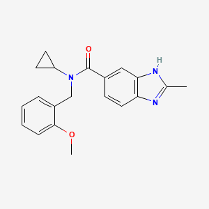 molecular formula C20H21N3O2 B4532865 N-cyclopropyl-N-(2-methoxybenzyl)-2-methyl-1H-benzimidazole-5-carboxamide 