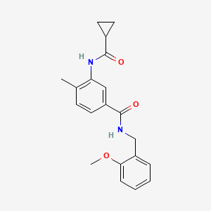 molecular formula C20H22N2O3 B4532873 3-[(cyclopropylcarbonyl)amino]-N-(2-methoxybenzyl)-4-methylbenzamide 