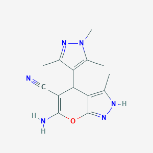 molecular formula C14H16N6O B453289 6-amino-3-methyl-4-(1,3,5-trimethyl-1H-pyrazol-4-yl)-1,4-dihydropyrano[2,3-c]pyrazole-5-carbonitrile 