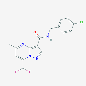 molecular formula C16H13ClF2N4O B453296 N-(4-chlorobenzyl)-7-(difluoromethyl)-5-methylpyrazolo[1,5-a]pyrimidine-3-carboxamide 