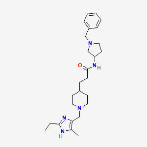 molecular formula C26H39N5O B4532974 N-(1-benzyl-3-pyrrolidinyl)-3-{1-[(2-ethyl-4-methyl-1H-imidazol-5-yl)methyl]-4-piperidinyl}propanamide 