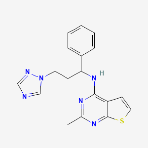 molecular formula C18H18N6S B4532989 2-methyl-N-[1-phenyl-3-(1H-1,2,4-triazol-1-yl)propyl]thieno[2,3-d]pyrimidin-4-amine 