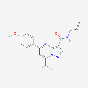 molecular formula C18H16F2N4O2 B453300 N-allyl-7-(difluoromethyl)-5-(4-methoxyphenyl)pyrazolo[1,5-a]pyrimidine-3-carboxamide 