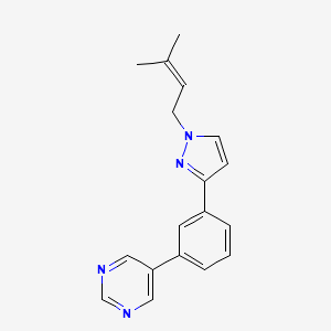 molecular formula C18H18N4 B4533002 5-{3-[1-(3-methyl-2-buten-1-yl)-1H-pyrazol-3-yl]phenyl}pyrimidine 