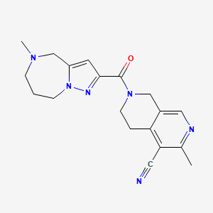 molecular formula C19H22N6O B4533007 3-methyl-7-[(5-methyl-5,6,7,8-tetrahydro-4H-pyrazolo[1,5-a][1,4]diazepin-2-yl)carbonyl]-5,6,7,8-tetrahydro-2,7-naphthyridine-4-carbonitrile 