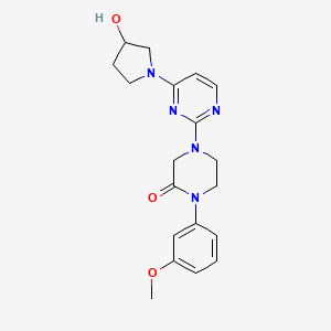 molecular formula C19H23N5O3 B4533021 4-[4-(3-hydroxypyrrolidin-1-yl)pyrimidin-2-yl]-1-(3-methoxyphenyl)piperazin-2-one 
