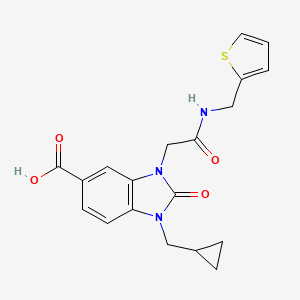 molecular formula C19H19N3O4S B4533024 1-(cyclopropylmethyl)-2-oxo-3-{2-oxo-2-[(2-thienylmethyl)amino]ethyl}-2,3-dihydro-1H-benzimidazole-5-carboxylic acid 