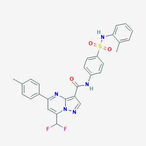 molecular formula C28H23F2N5O3S B453303 7-(difluoromethyl)-5-(4-methylphenyl)-N-[4-(2-toluidinosulfonyl)phenyl]pyrazolo[1,5-a]pyrimidine-3-carboxamide 