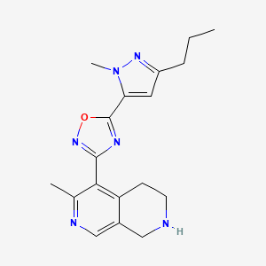 molecular formula C18H22N6O B4533037 6-methyl-5-[5-(1-methyl-3-propyl-1H-pyrazol-5-yl)-1,2,4-oxadiazol-3-yl]-1,2,3,4-tetrahydro-2,7-naphthyridine trifluoroacetate 