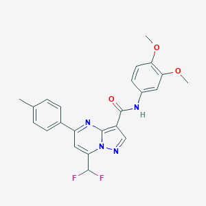 molecular formula C23H20F2N4O3 B453309 7-(difluoromethyl)-N-(3,4-dimethoxyphenyl)-5-(4-methylphenyl)pyrazolo[1,5-a]pyrimidine-3-carboxamide 