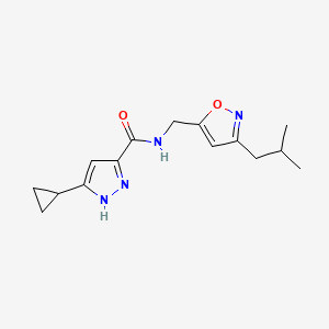 molecular formula C15H20N4O2 B4533138 3-cyclopropyl-N-[(3-isobutylisoxazol-5-yl)methyl]-1H-pyrazole-5-carboxamide 