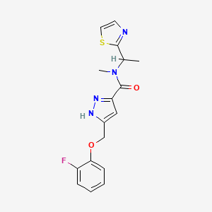 5-[(2-fluorophenoxy)methyl]-N-methyl-N-[1-(1,3-thiazol-2-yl)ethyl]-1H-pyrazole-3-carboxamide