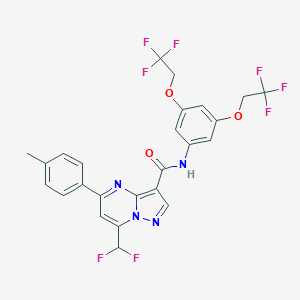 molecular formula C25H18F8N4O3 B453315 N-[3,5-bis(2,2,2-trifluoroethoxy)phenyl]-7-(difluoromethyl)-5-(4-methylphenyl)pyrazolo[1,5-a]pyrimidine-3-carboxamide 