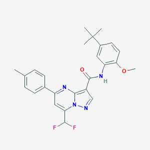 molecular formula C26H26F2N4O2 B453319 N-(5-tert-butyl-2-methoxyphenyl)-7-(difluoromethyl)-5-(4-methylphenyl)pyrazolo[1,5-a]pyrimidine-3-carboxamide 