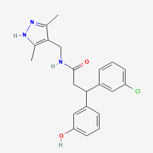3-(3-chlorophenyl)-N-[(3,5-dimethyl-1H-pyrazol-4-yl)methyl]-3-(3-hydroxyphenyl)propanamide
