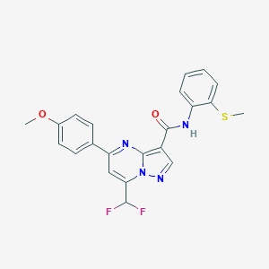 molecular formula C22H18F2N4O2S B453324 7-(difluoromethyl)-5-(4-methoxyphenyl)-N-[2-(methylsulfanyl)phenyl]pyrazolo[1,5-a]pyrimidine-3-carboxamide 