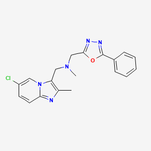 molecular formula C19H18ClN5O B4533249 1-(6-chloro-2-methylimidazo[1,2-a]pyridin-3-yl)-N-methyl-N-[(5-phenyl-1,3,4-oxadiazol-2-yl)methyl]methanamine 