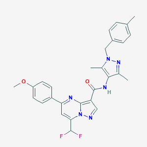 molecular formula C28H26F2N6O2 B453328 7-(difluoromethyl)-N-[3,5-dimethyl-1-(4-methylbenzyl)-1H-pyrazol-4-yl]-5-(4-methoxyphenyl)pyrazolo[1,5-a]pyrimidine-3-carboxamide 