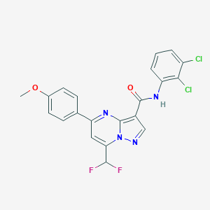 molecular formula C21H14Cl2F2N4O2 B453334 N-(2,3-dichlorophenyl)-7-(difluoromethyl)-5-(4-methoxyphenyl)pyrazolo[1,5-a]pyrimidine-3-carboxamide 