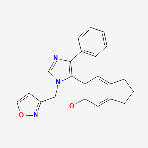 molecular formula C23H21N3O2 B4533357 3-{[5-(6-methoxy-2,3-dihydro-1H-inden-5-yl)-4-phenyl-1H-imidazol-1-yl]methyl}isoxazole 
