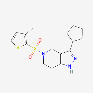 molecular formula C16H21N3O2S2 B4533404 3-cyclopentyl-5-[(3-methyl-2-thienyl)sulfonyl]-4,5,6,7-tetrahydro-1H-pyrazolo[4,3-c]pyridine 