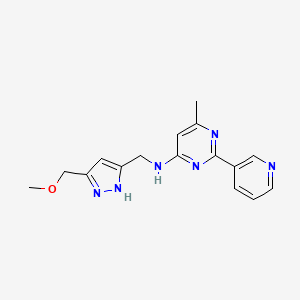 molecular formula C16H18N6O B4533412 N-{[5-(methoxymethyl)-1H-pyrazol-3-yl]methyl}-6-methyl-2-pyridin-3-ylpyrimidin-4-amine 