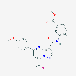 molecular formula C24H20F2N4O4 B453343 Methyl 3-({[7-(difluoromethyl)-5-(4-methoxyphenyl)pyrazolo[1,5-a]pyrimidin-3-yl]carbonyl}amino)-4-methylbenzoate 