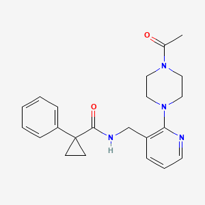 molecular formula C22H26N4O2 B4533467 N-{[2-(4-acetyl-1-piperazinyl)-3-pyridinyl]methyl}-1-phenylcyclopropanecarboxamide 