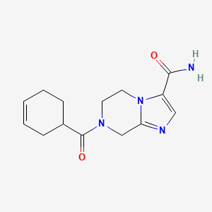 molecular formula C14H18N4O2 B4533496 7-(cyclohex-3-en-1-ylcarbonyl)-5,6,7,8-tetrahydroimidazo[1,2-a]pyrazine-3-carboxamide 
