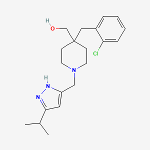 molecular formula C20H28ClN3O B4533502 {4-(2-chlorobenzyl)-1-[(5-isopropyl-1H-pyrazol-3-yl)methyl]-4-piperidinyl}methanol 