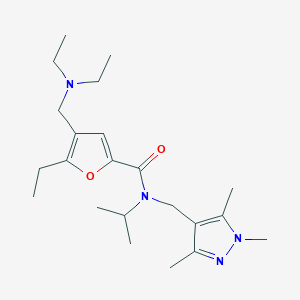 molecular formula C22H36N4O2 B4533510 4-[(diethylamino)methyl]-5-ethyl-N-isopropyl-N-[(1,3,5-trimethyl-1H-pyrazol-4-yl)methyl]-2-furamide 