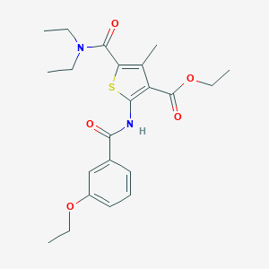 molecular formula C22H28N2O5S B453354 Ethyl 5-[(diethylamino)carbonyl]-2-[(3-ethoxybenzoyl)amino]-4-methyl-3-thiophenecarboxylate 