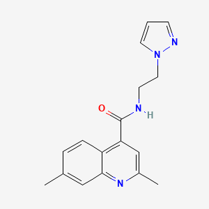 molecular formula C17H18N4O B4533542 2,7-dimethyl-N-[2-(1H-pyrazol-1-yl)ethyl]quinoline-4-carboxamide 