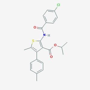 molecular formula C23H22ClNO3S B453363 Isopropyl 2-[(4-chlorobenzoyl)amino]-5-methyl-4-(4-methylphenyl)-3-thiophenecarboxylate 