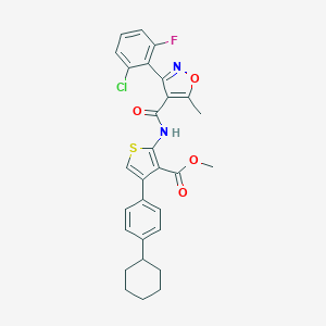 molecular formula C29H26ClFN2O4S B453368 Methyl 2-({[3-(2-chloro-6-fluorophenyl)-5-methylisoxazol-4-yl]carbonyl}amino)-4-(4-cyclohexylphenyl)thiophene-3-carboxylate 