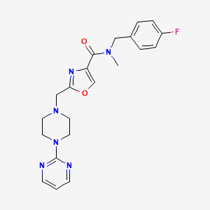 molecular formula C21H23FN6O2 B4533751 N-(4-fluorobenzyl)-N-methyl-2-{[4-(2-pyrimidinyl)-1-piperazinyl]methyl}-1,3-oxazole-4-carboxamide 