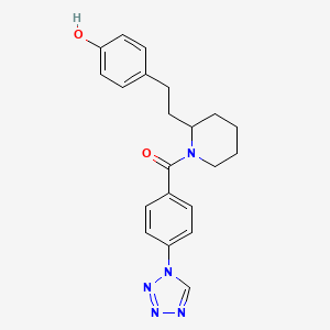 molecular formula C21H23N5O2 B4533782 4-(2-{1-[4-(1H-tetrazol-1-yl)benzoyl]piperidin-2-yl}ethyl)phenol 