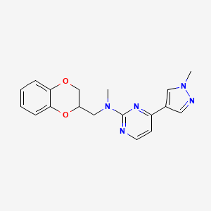 molecular formula C18H19N5O2 B4533820 N-(2,3-dihydro-1,4-benzodioxin-2-ylmethyl)-N-methyl-4-(1-methyl-1H-pyrazol-4-yl)pyrimidin-2-amine 