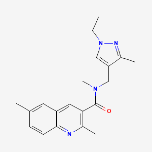 molecular formula C20H24N4O B4533837 N-[(1-ethyl-5-methyl-1H-pyrazol-4-yl)methyl]-N,2,6-trimethylquinoline-3-carboxamide 