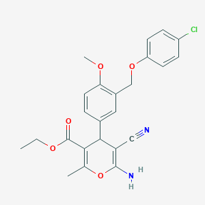 ethyl 6-amino-4-{3-[(4-chlorophenoxy)methyl]-4-methoxyphenyl}-5-cyano-2-methyl-4H-pyran-3-carboxylate