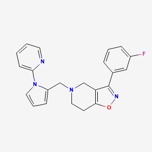 molecular formula C22H19FN4O B4533847 3-(3-fluorophenyl)-5-{[1-(2-pyridinyl)-1H-pyrrol-2-yl]methyl}-4,5,6,7-tetrahydroisoxazolo[4,5-c]pyridine 