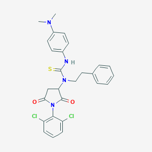 molecular formula C27H26Cl2N4O2S B453385 N-[1-(2,6-dichlorophenyl)-2,5-dioxo-3-pyrrolidinyl]-N'-[4-(dimethylamino)phenyl]-N-(2-phenylethyl)thiourea 