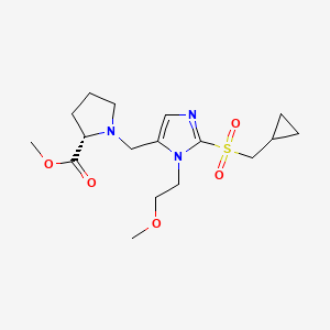 molecular formula C17H27N3O5S B4533869 methyl 1-{[2-[(cyclopropylmethyl)sulfonyl]-1-(2-methoxyethyl)-1H-imidazol-5-yl]methyl}-L-prolinate 