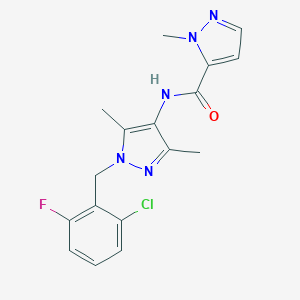 molecular formula C17H17ClFN5O B453395 N-[1-(2-chloro-6-fluorobenzyl)-3,5-dimethyl-1H-pyrazol-4-yl]-1-methyl-1H-pyrazole-5-carboxamide 
