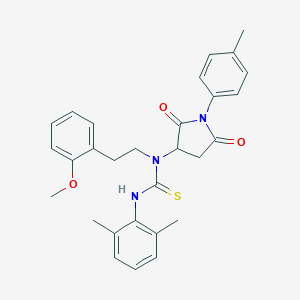 molecular formula C29H31N3O3S B453396 3-(2,6-Dimethylphenyl)-1-[2-(2-methoxyphenyl)ethyl]-1-[1-(4-methylphenyl)-2,5-dioxopyrrolidin-3-yl]thiourea 