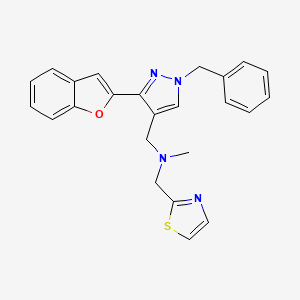 molecular formula C24H22N4OS B4533992 1-[3-(1-benzofuran-2-yl)-1-benzyl-1H-pyrazol-4-yl]-N-methyl-N-(1,3-thiazol-2-ylmethyl)methanamine 