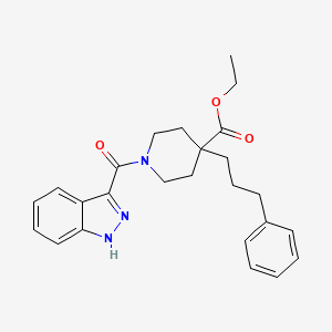molecular formula C25H29N3O3 B4533999 ethyl 1-(1H-indazol-3-ylcarbonyl)-4-(3-phenylpropyl)-4-piperidinecarboxylate 